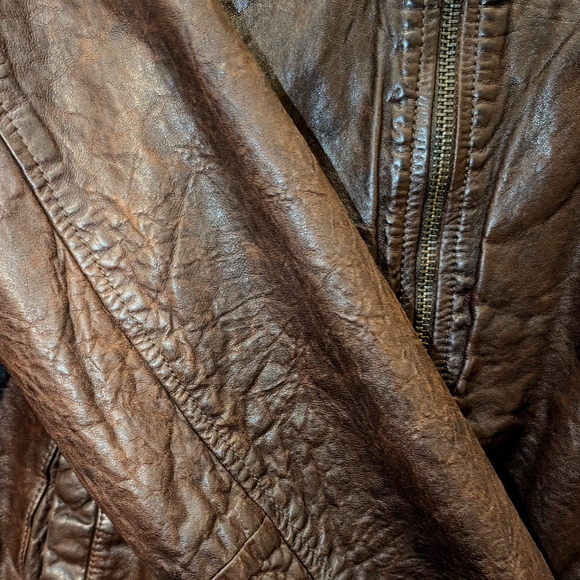 Madewell Leather Aviator Bomber Jacket In Dark Coffee Size XL - Picture 6 of 7